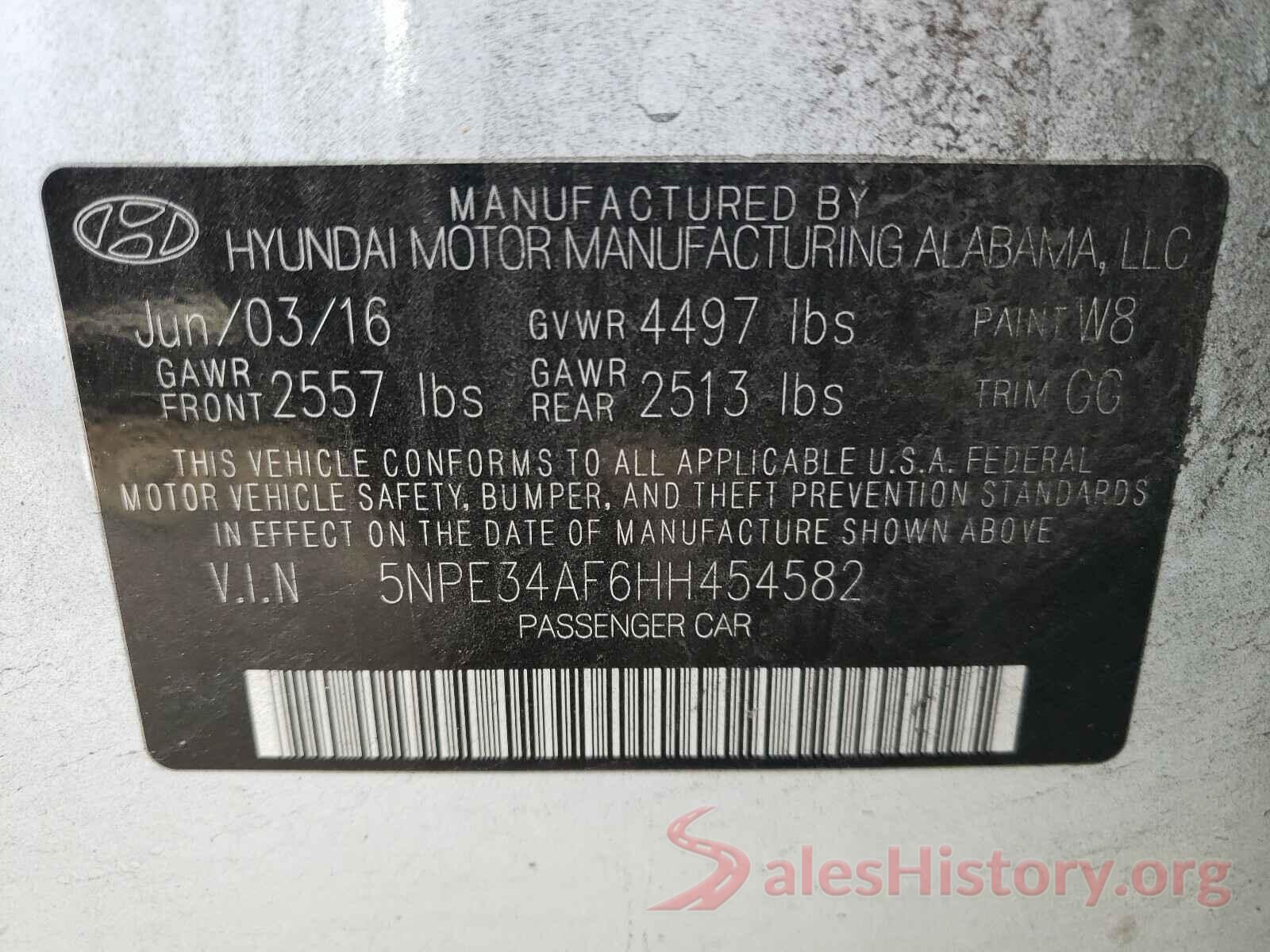 5NPE34AF6HH454582 2017 HYUNDAI SONATA