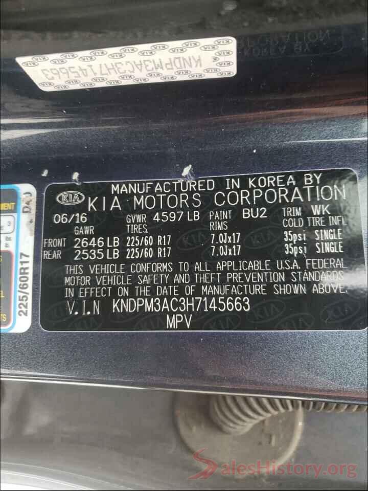 KNDPM3AC3H7145663 2017 KIA SPORTAGE