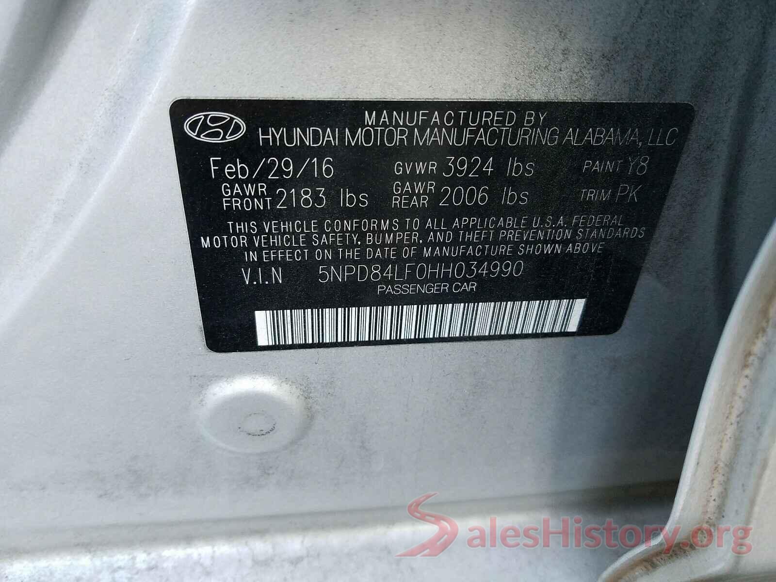 5NPD84LF0HH034990 2017 HYUNDAI ELANTRA