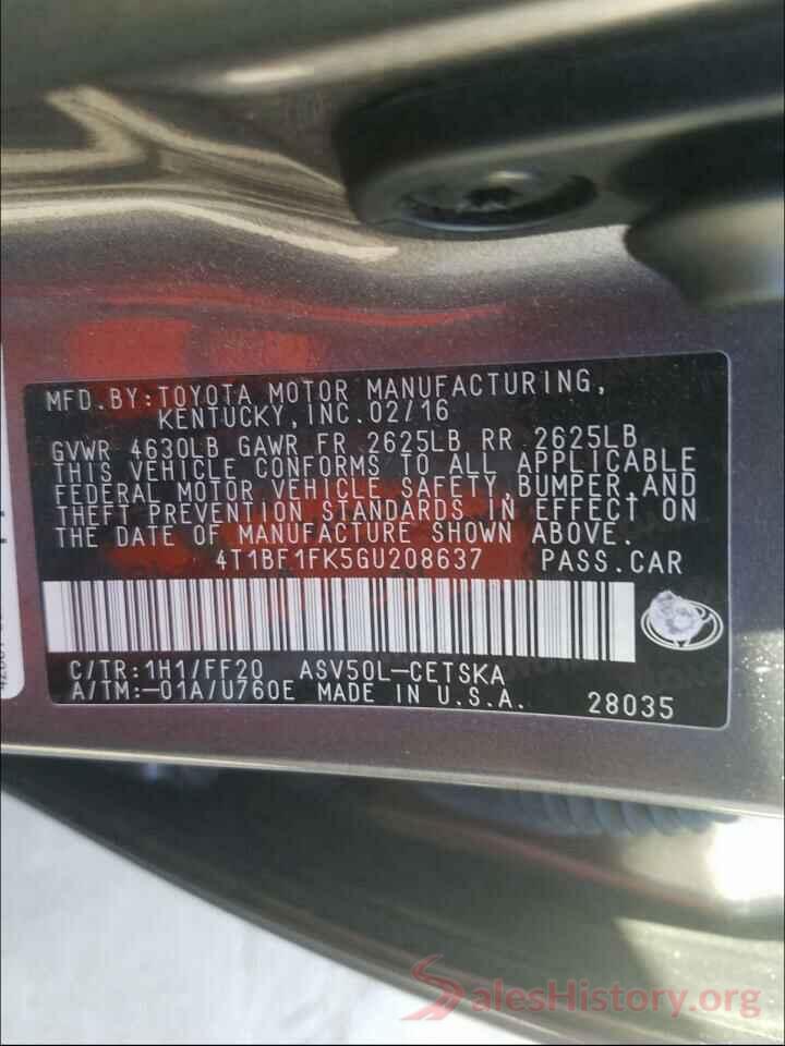 4T1BF1FK5GU208637 2016 TOYOTA CAMRY