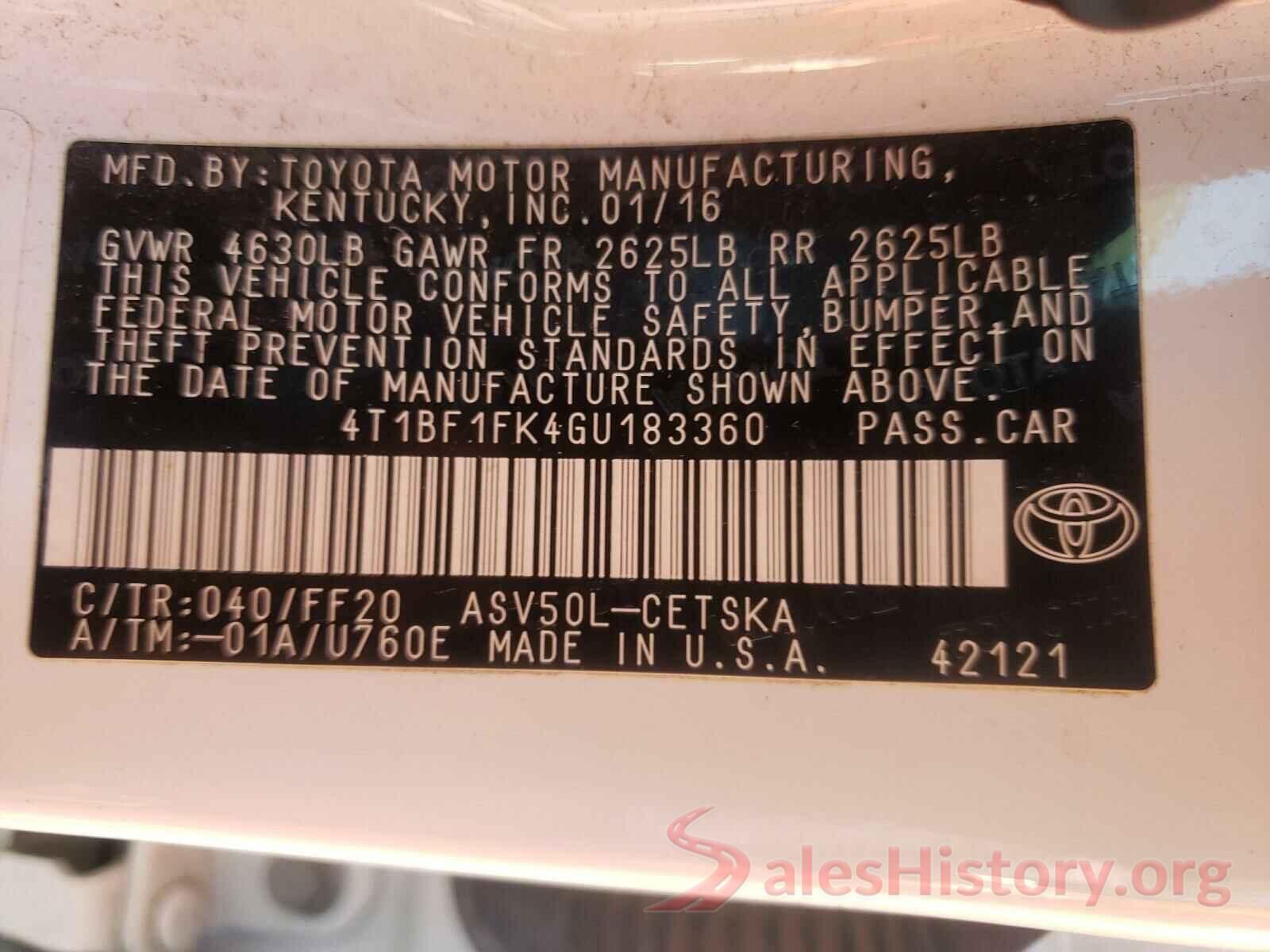 4T1BF1FK4GU183360 2016 TOYOTA CAMRY