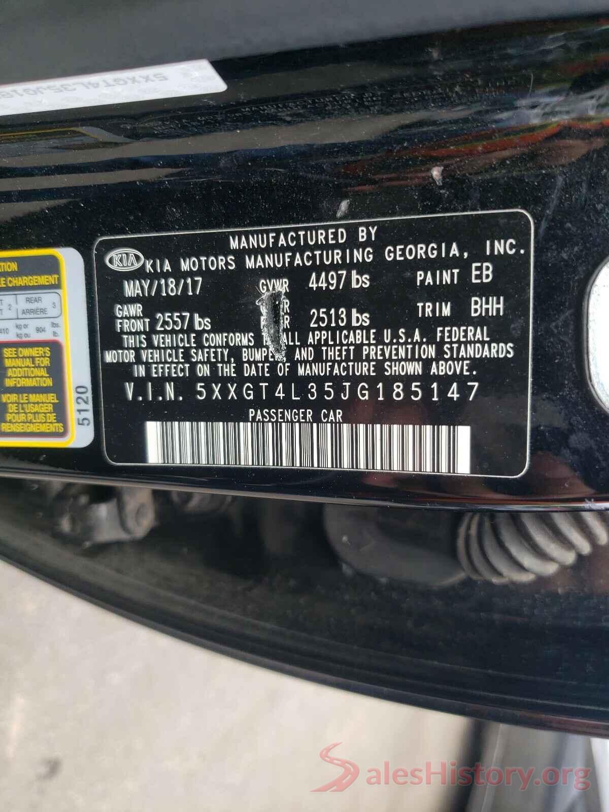 5XXGT4L35JG185147 2018 KIA OPTIMA