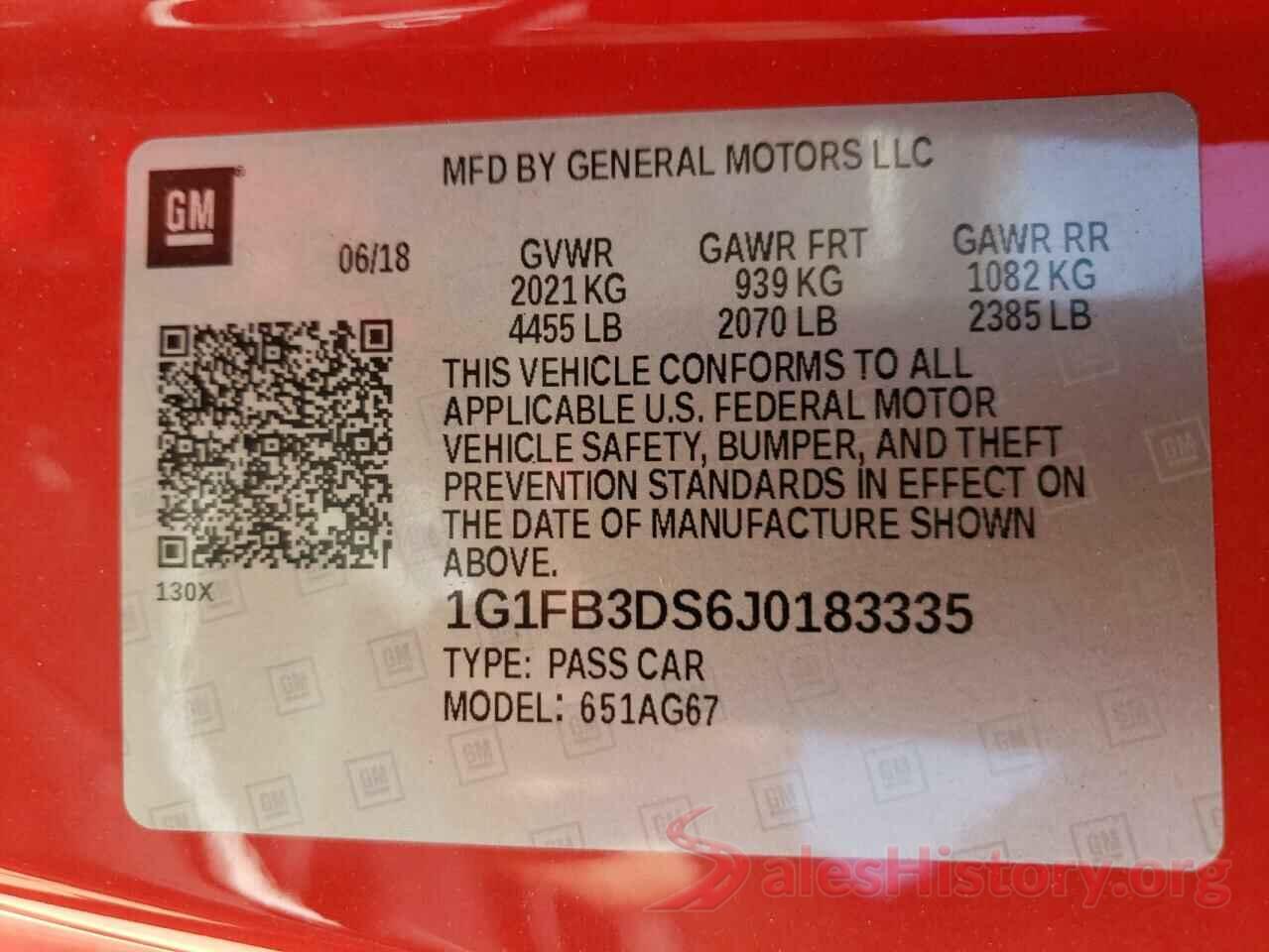 1G1FB3DS6J0183335 2018 CHEVROLET CAMARO