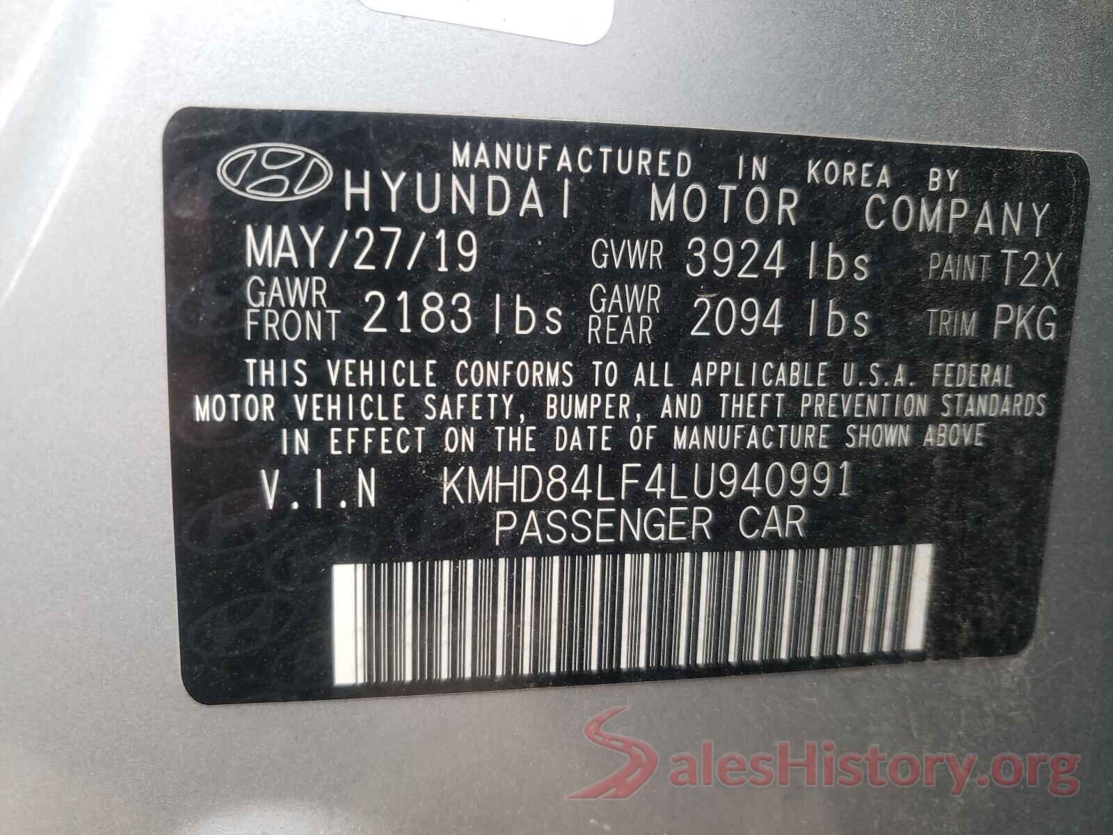 KMHD84LF4LU940991 2020 HYUNDAI ELANTRA