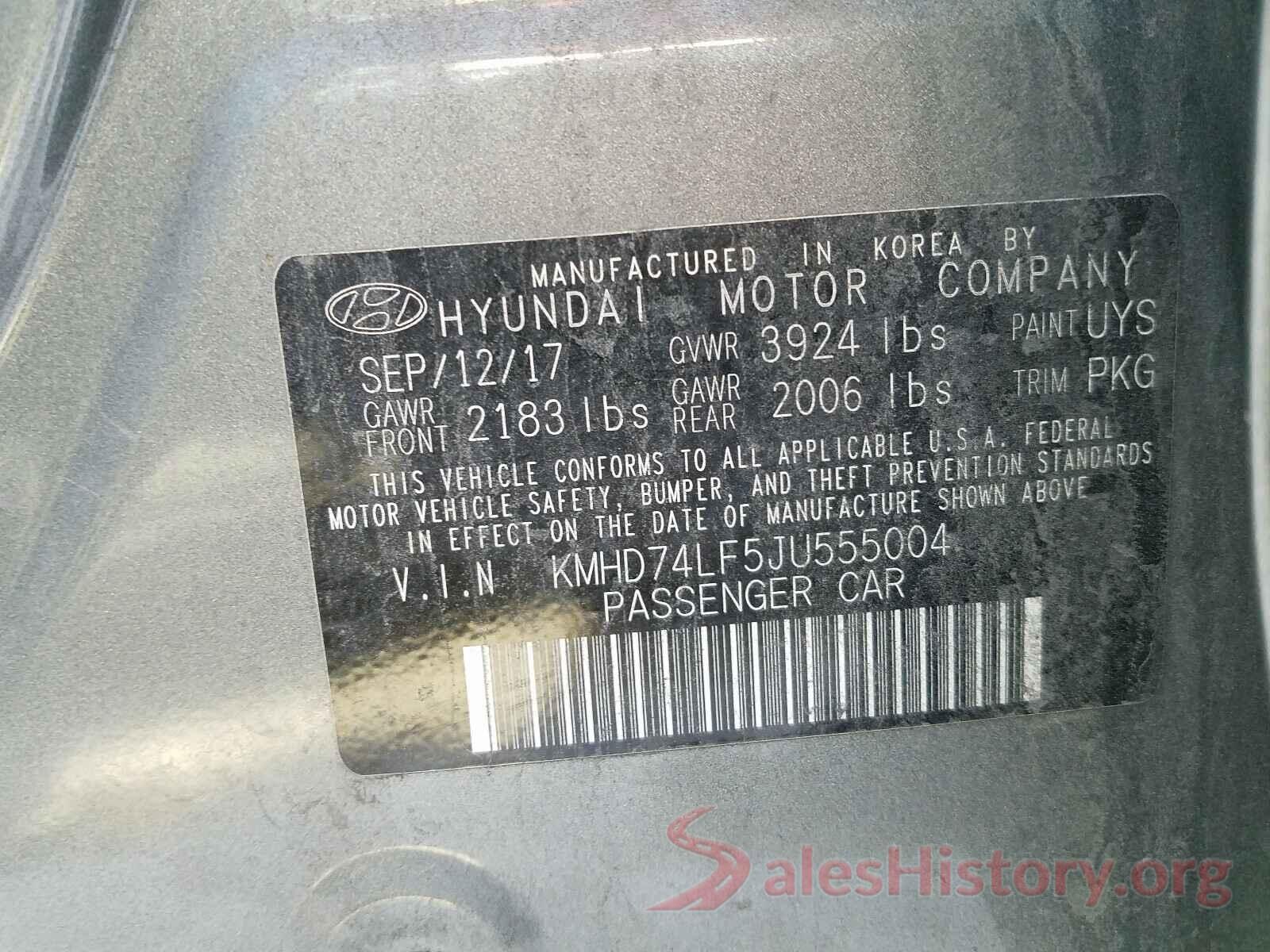 KMHD74LF5JU555004 2018 HYUNDAI ELANTRA