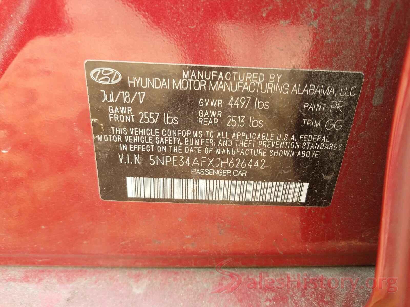 5NPE34AFXJH626442 2018 HYUNDAI SONATA