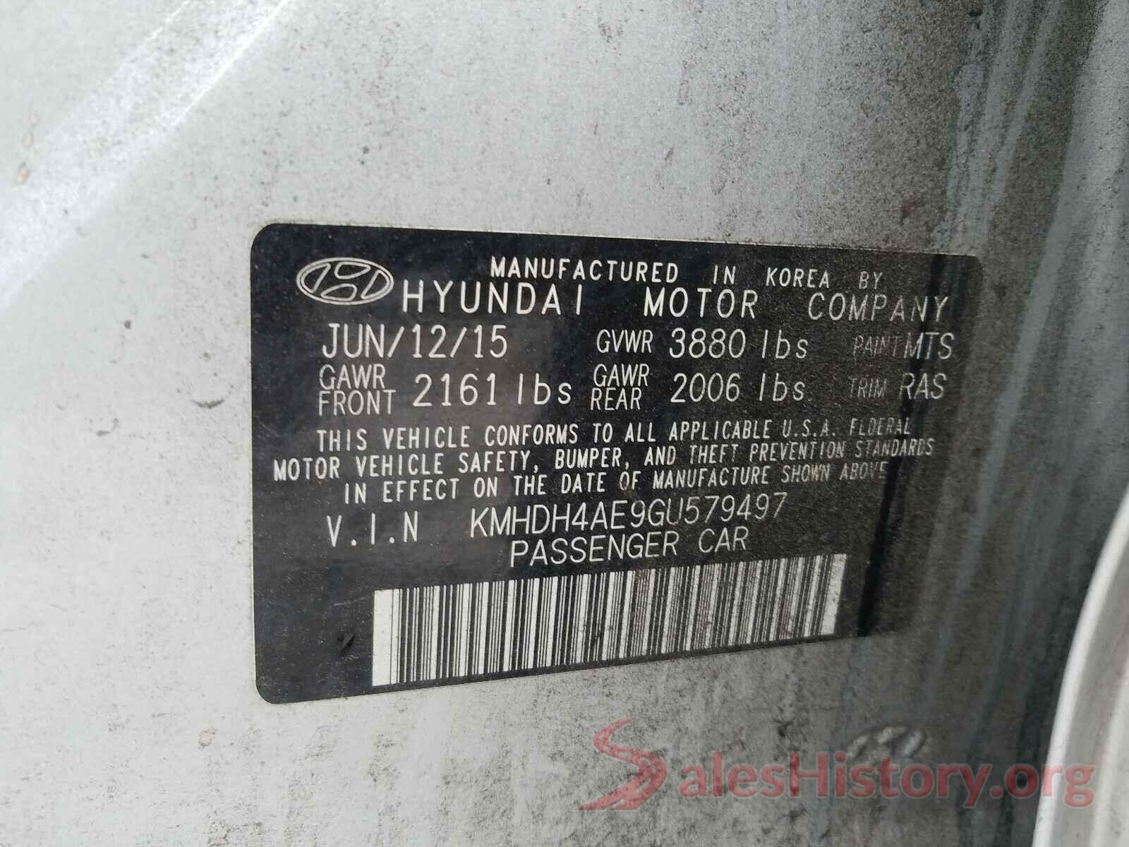 KMHDH4AE9GU579497 2016 HYUNDAI ELANTRA