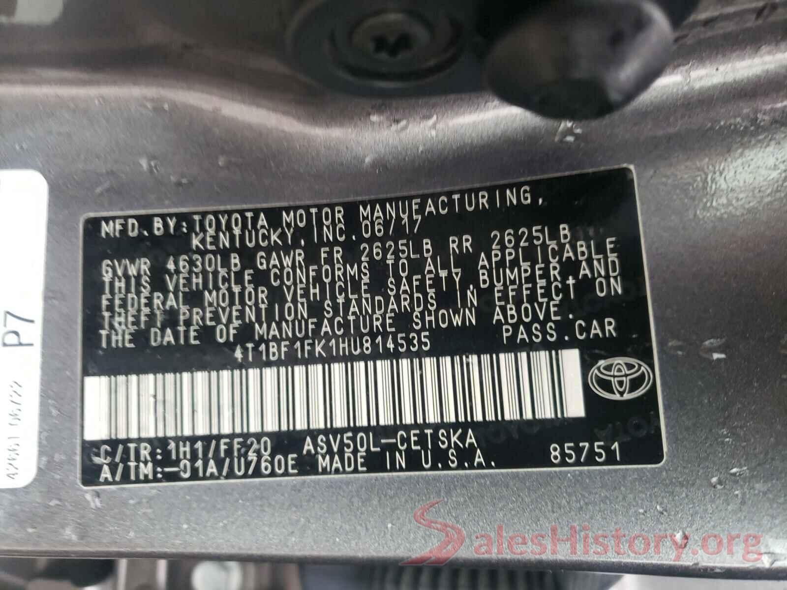 4T1BF1FK1HU814535 2017 TOYOTA CAMRY