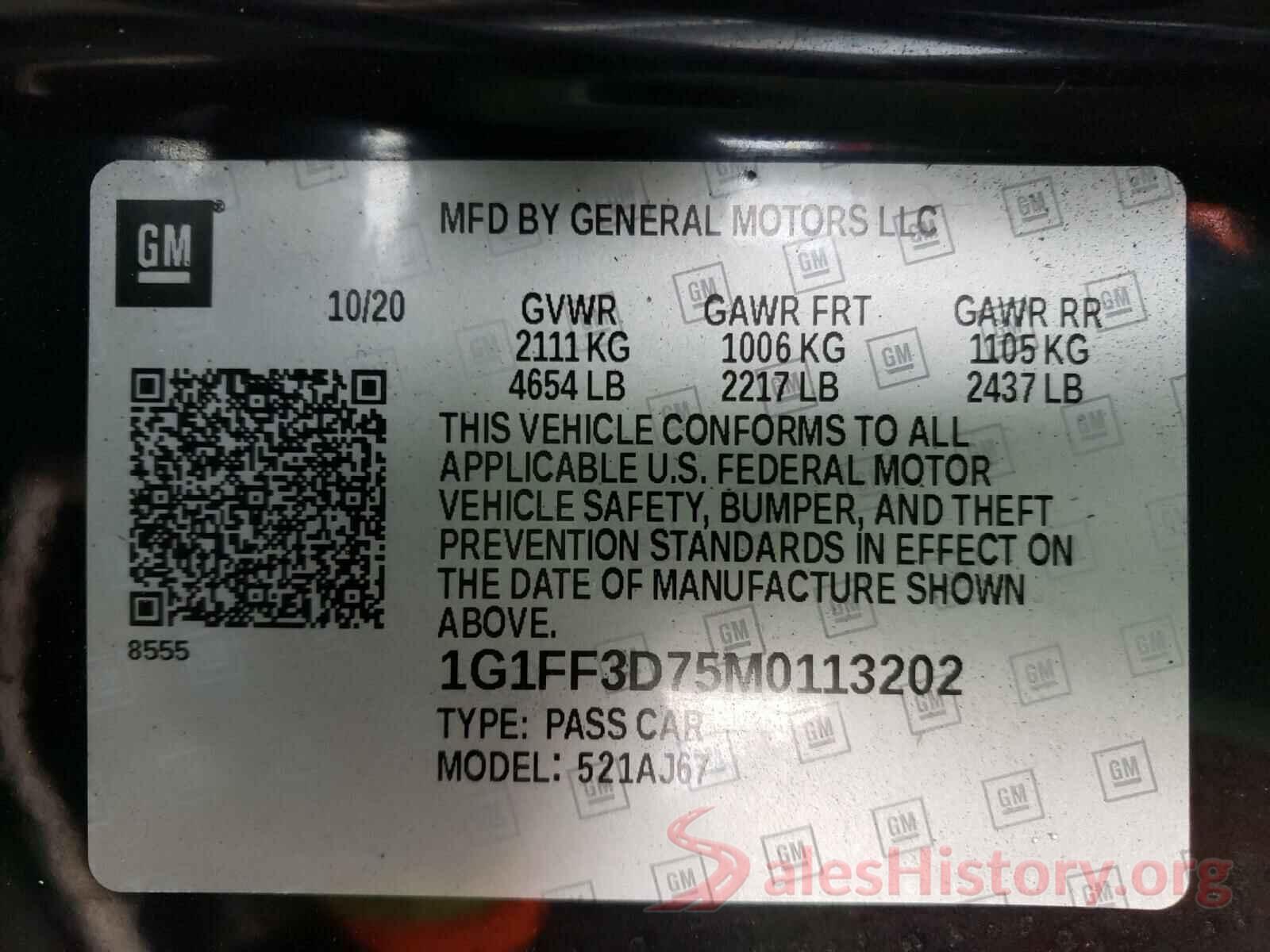 1G1FF3D75M0113202 2021 CHEVROLET CAMARO LZ