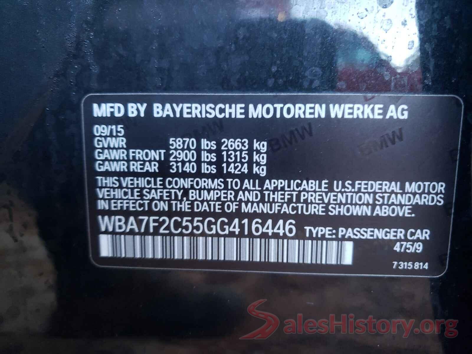 WBA7F2C55GG416446 2016 BMW 7 SERIES