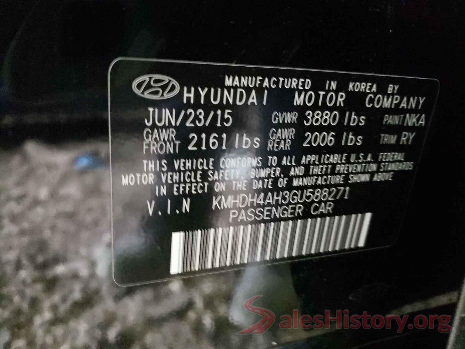 KMHDH4AH3GU588271 2016 HYUNDAI ELANTRA