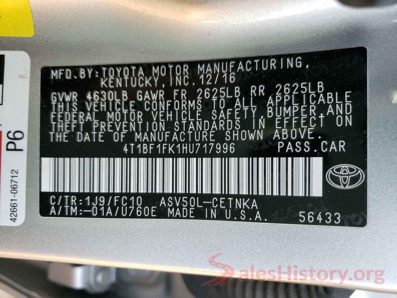 4T1BF1FK1HU717996 2017 TOYOTA CAMRY