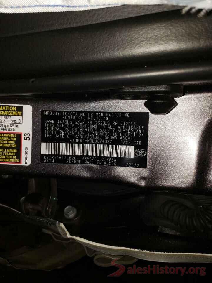 4T1K61AK3LU874087 2020 TOYOTA CAMRY