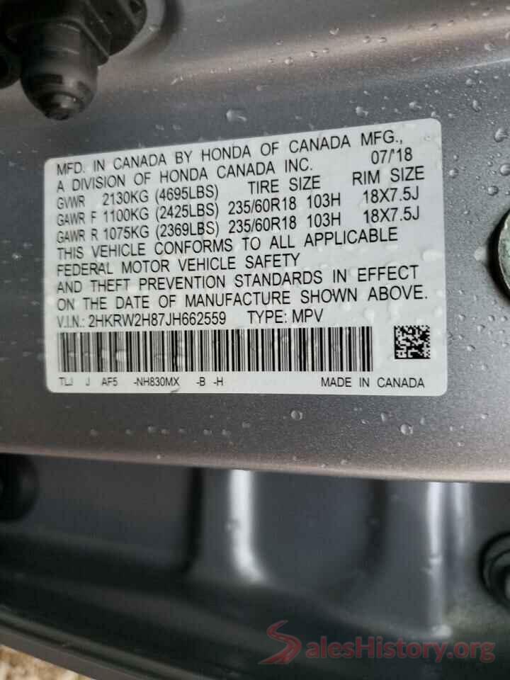 2HKRW2H87JH662559 2018 HONDA CRV