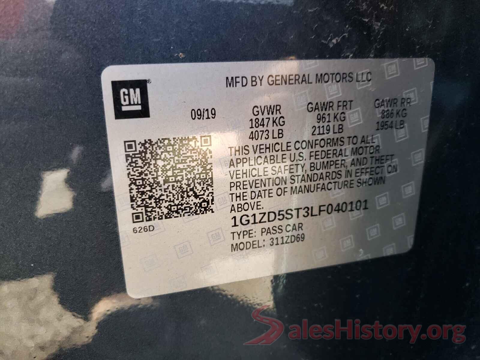 1G1ZD5ST3LF040101 2020 CHEVROLET MALIBU