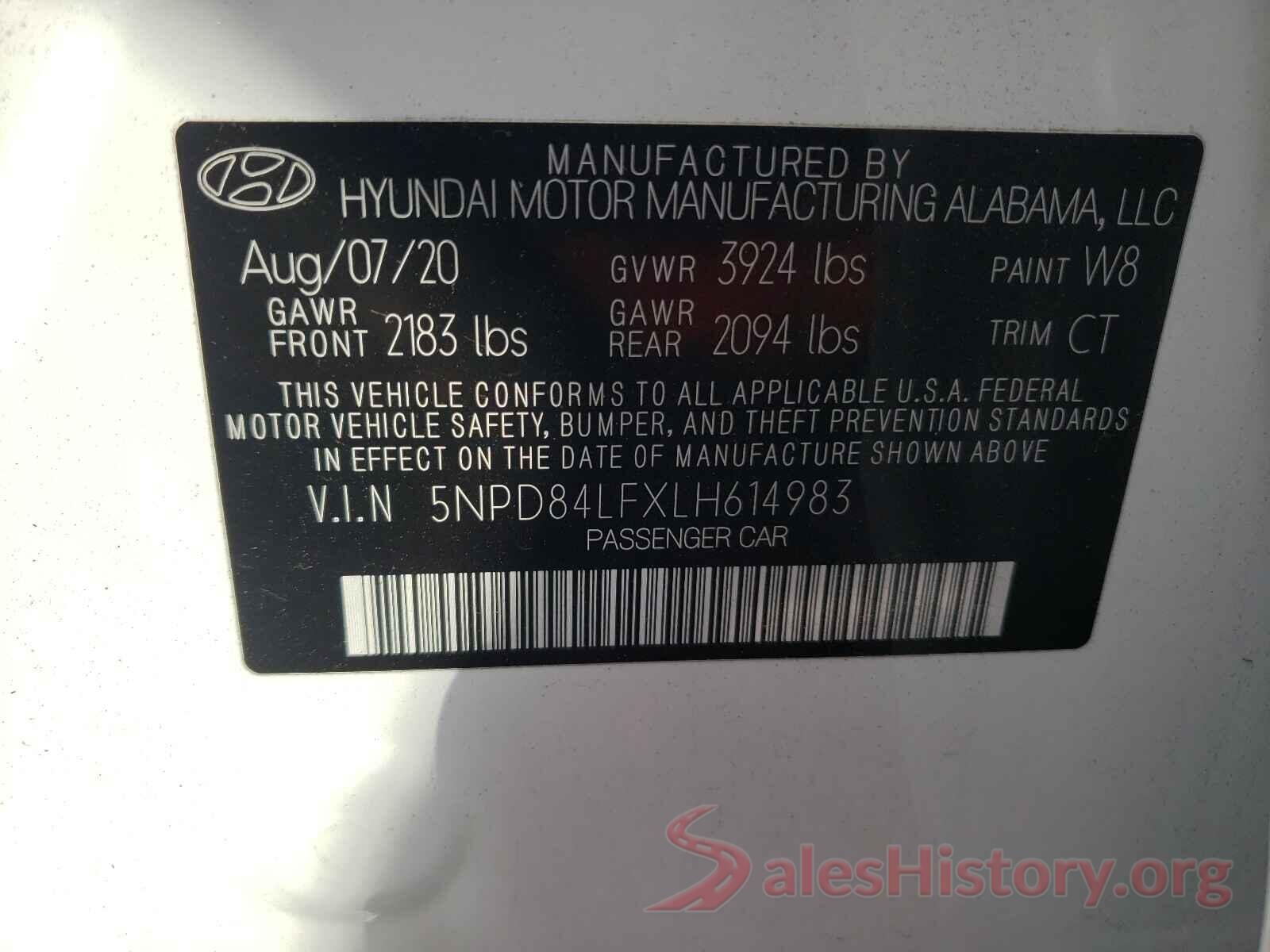 5NPD84LFXLH614983 2020 HYUNDAI ELANTRA