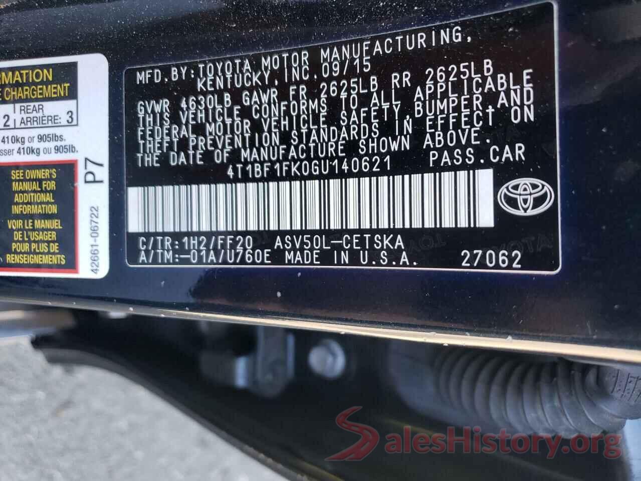 4T1BF1FK0GU140621 2016 TOYOTA CAMRY