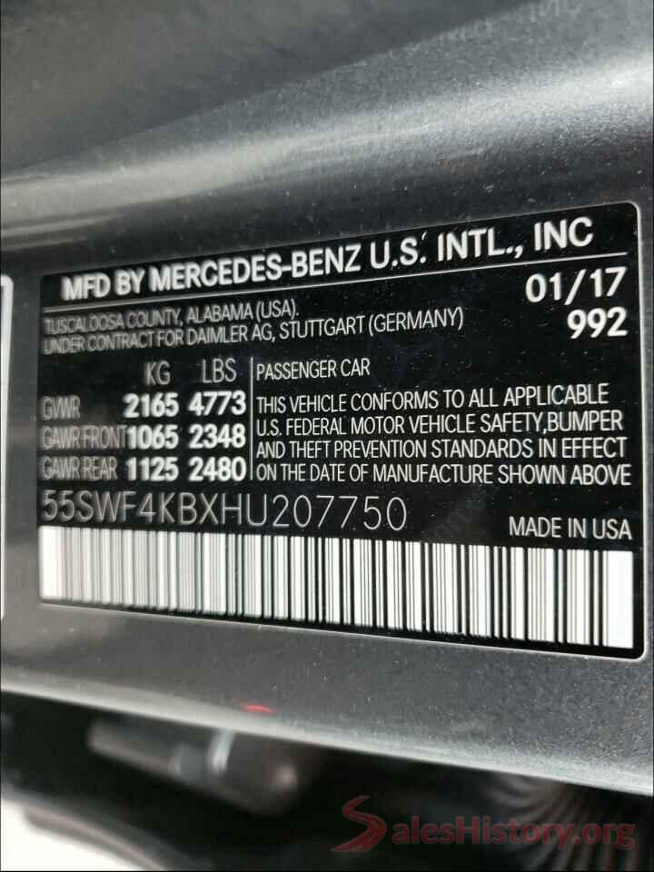 55SWF4KBXHU207750 2017 MERCEDES-BENZ C CLASS