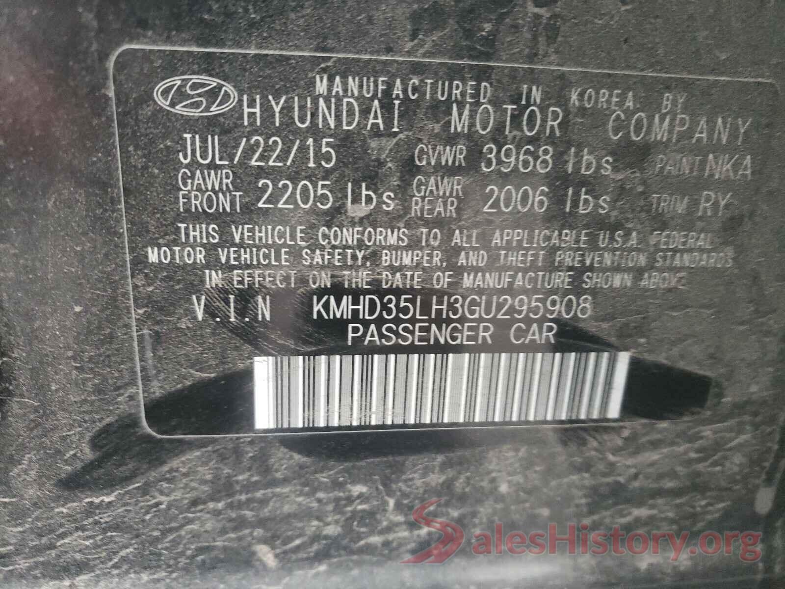 KMHD35LH3GU295908 2016 HYUNDAI ELANTRA