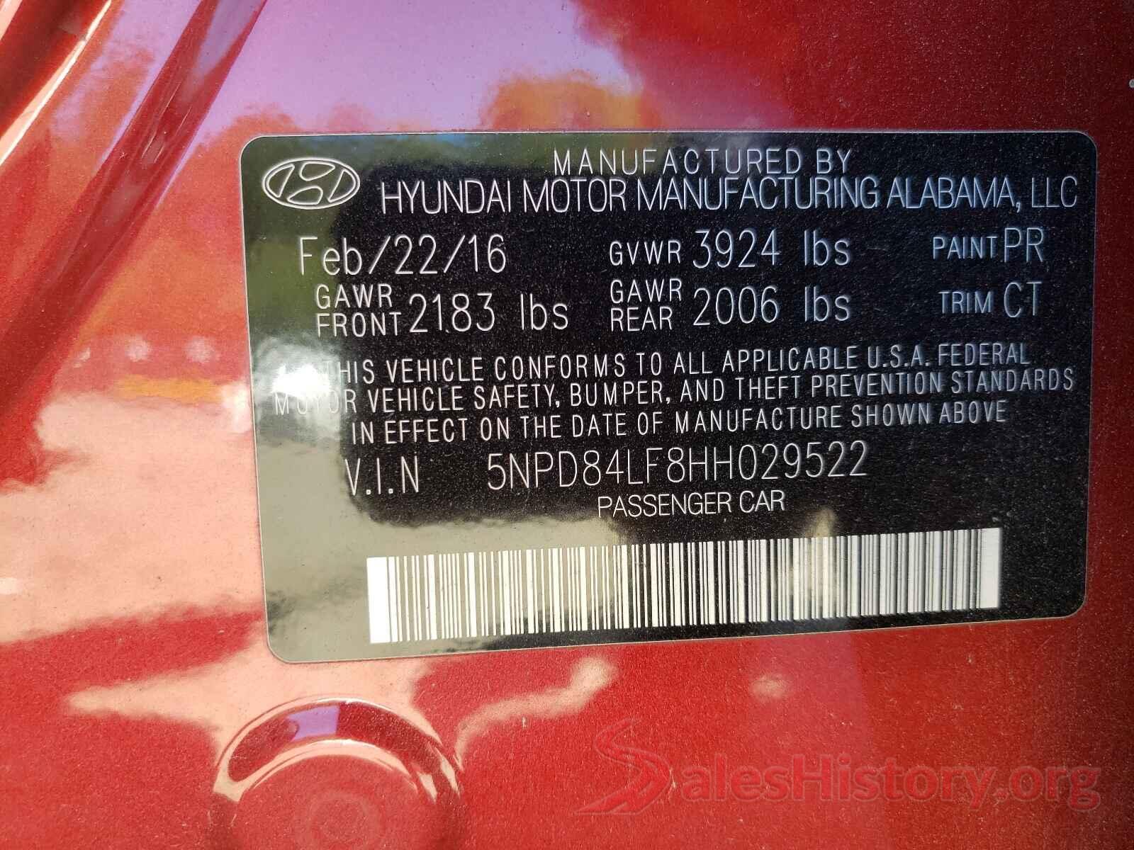 5NPD84LF8HH029522 2017 HYUNDAI ELANTRA