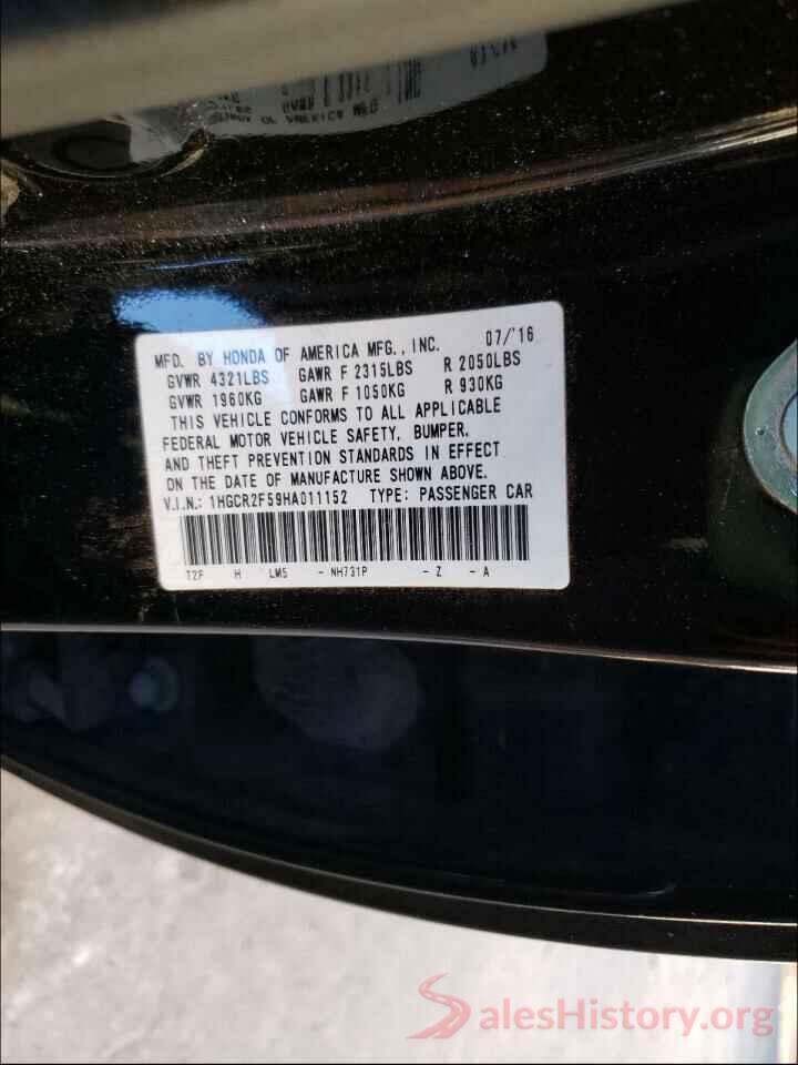 1HGCR2F59HA011152 2017 HONDA ACCORD