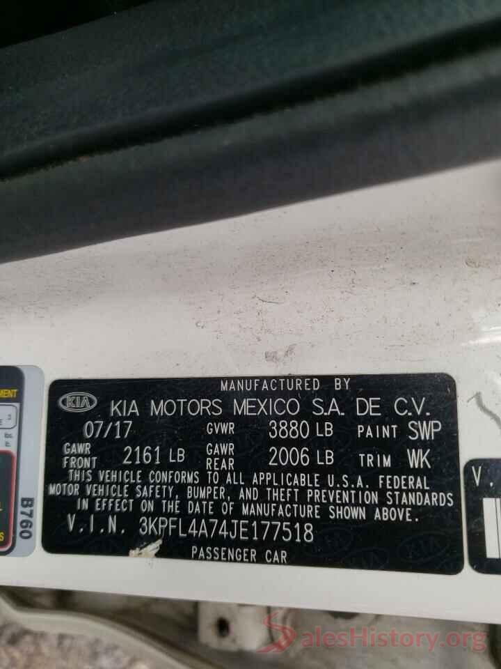 3KPFL4A74JE177518 2018 KIA FORTE