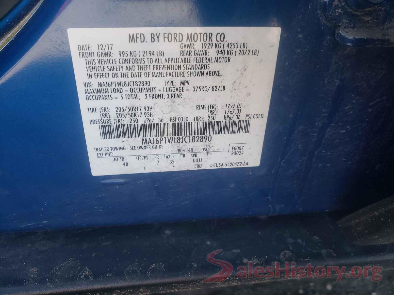 MAJ6P1WL8JC182890 2018 FORD ALL OTHER