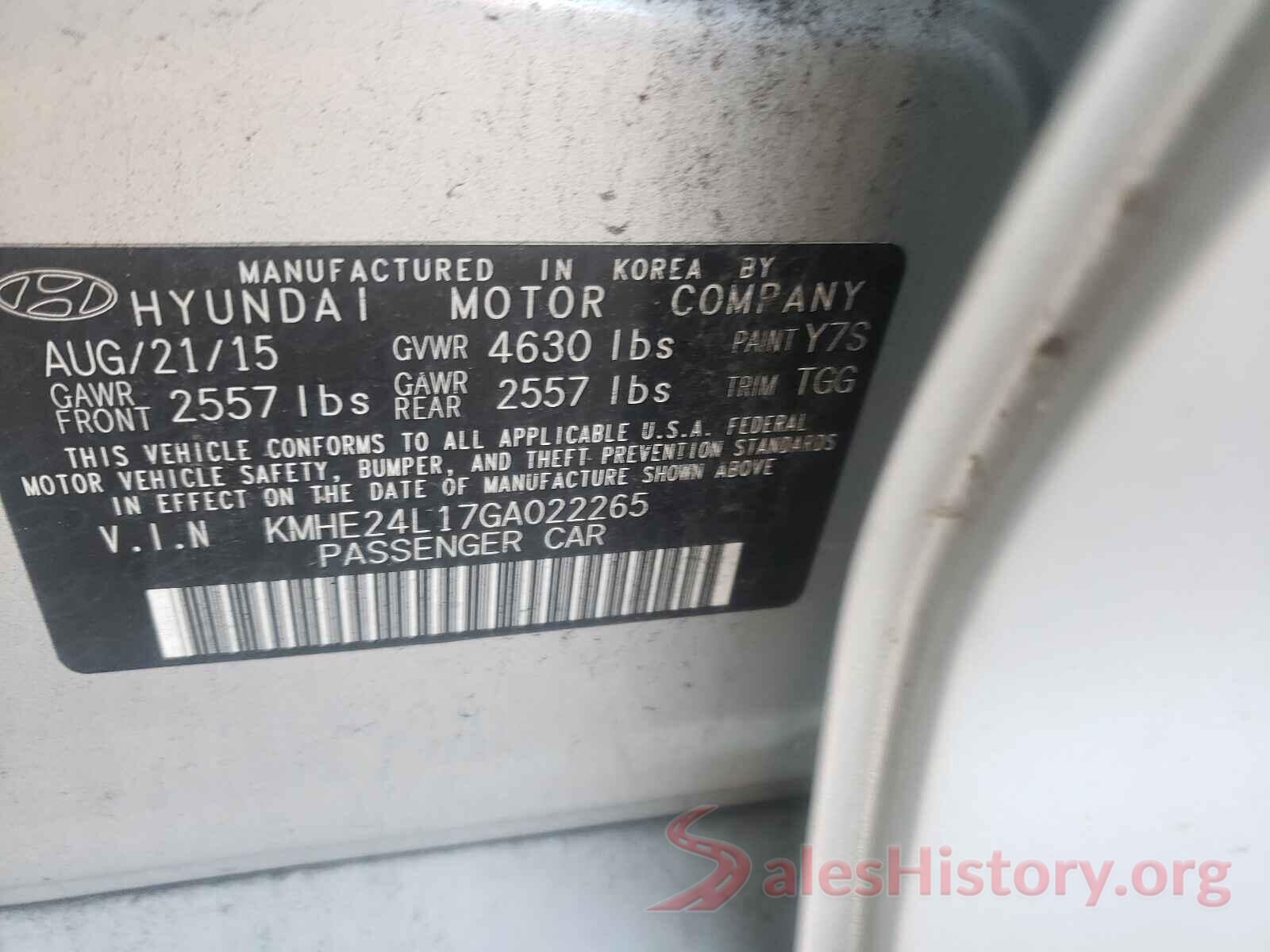 KMHE24L17GA022265 2016 HYUNDAI SONATA