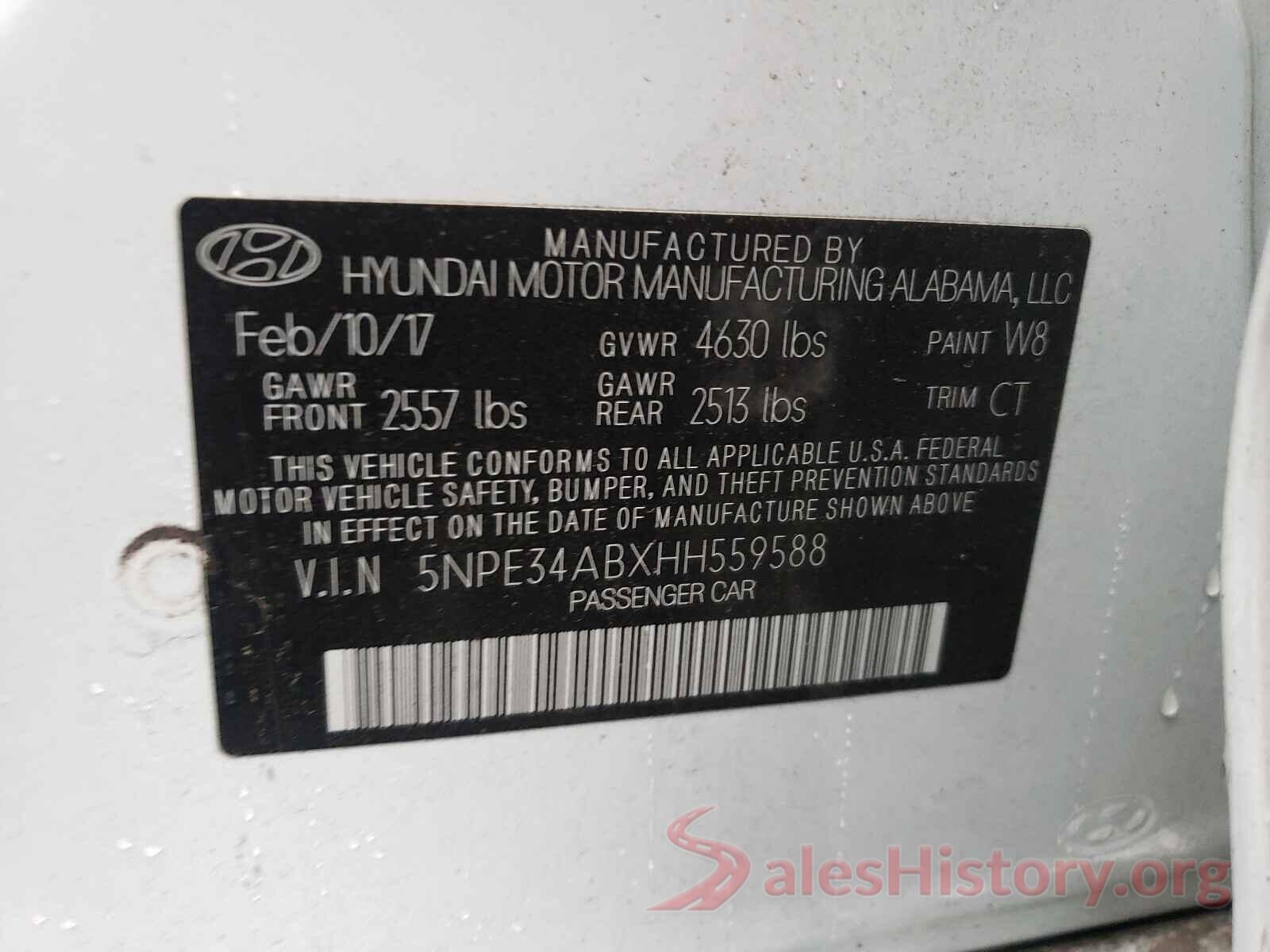 5NPE34ABXHH559588 2017 HYUNDAI SONATA