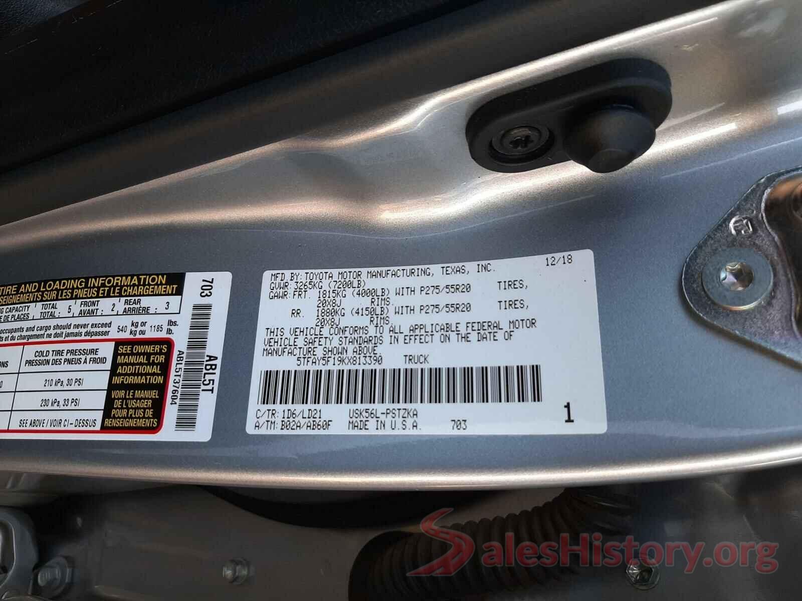 5TFAY5F19KX813390 2019 TOYOTA TUNDRA