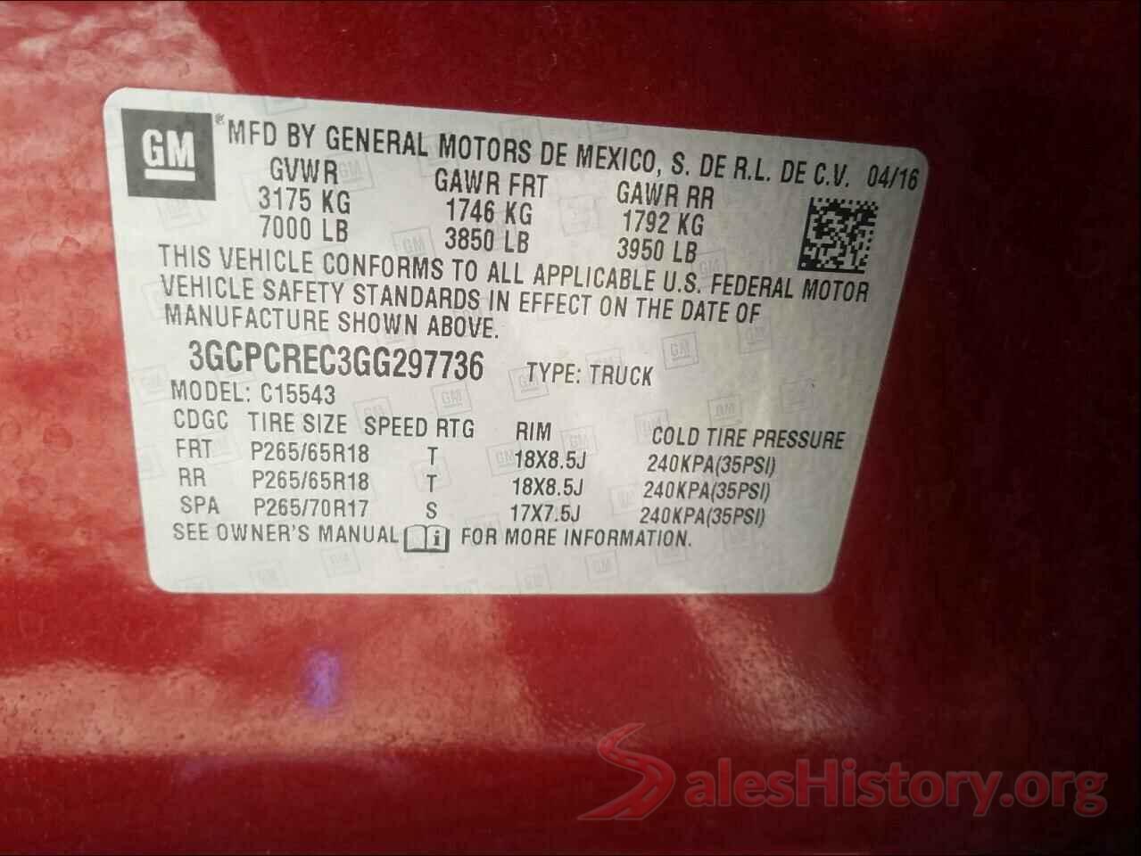 3GCPCREC3GG297736 2016 CHEVROLET SILVERADO