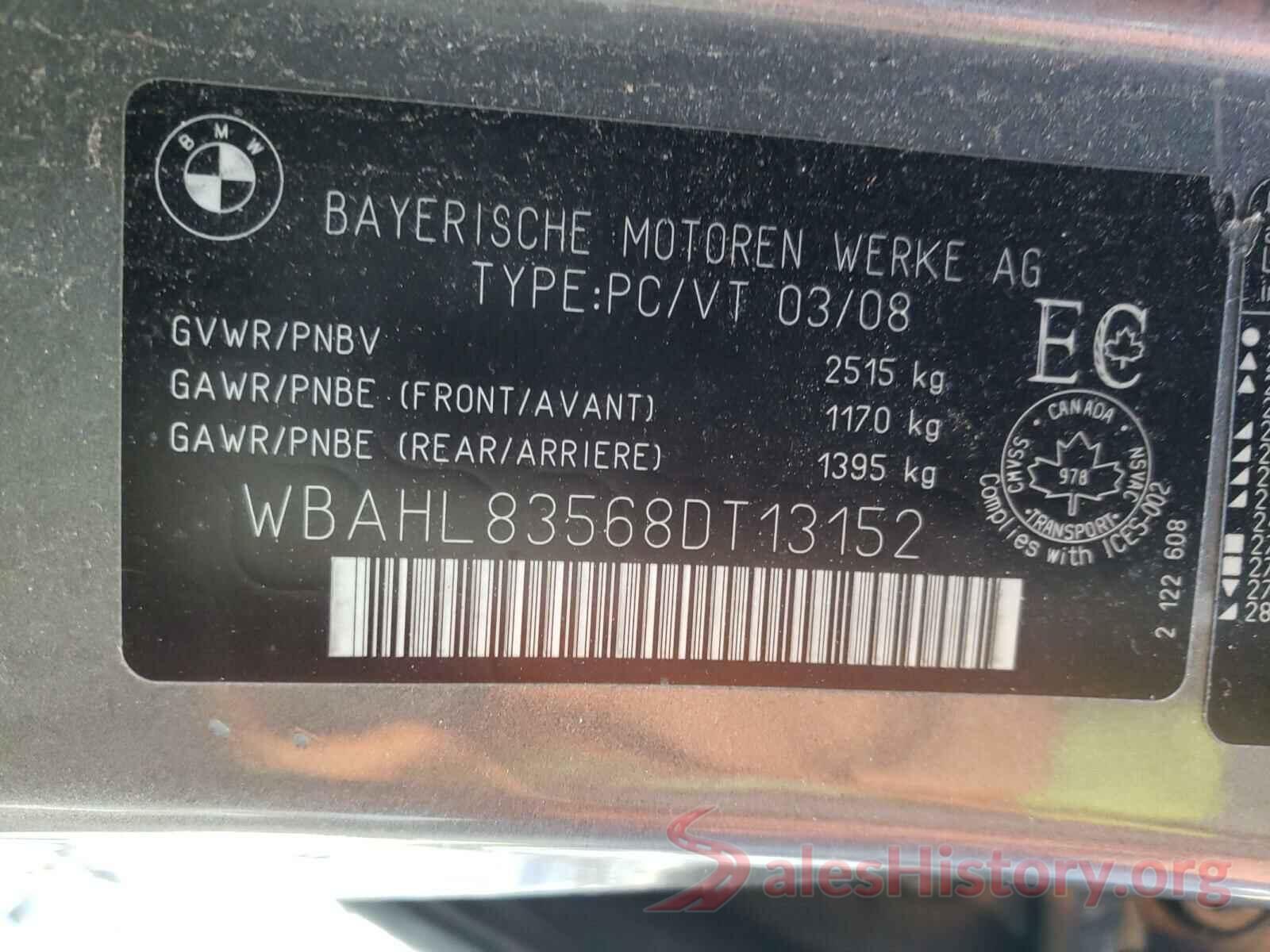 WBAHL83568DT13152 2008 BMW 7 SERIES