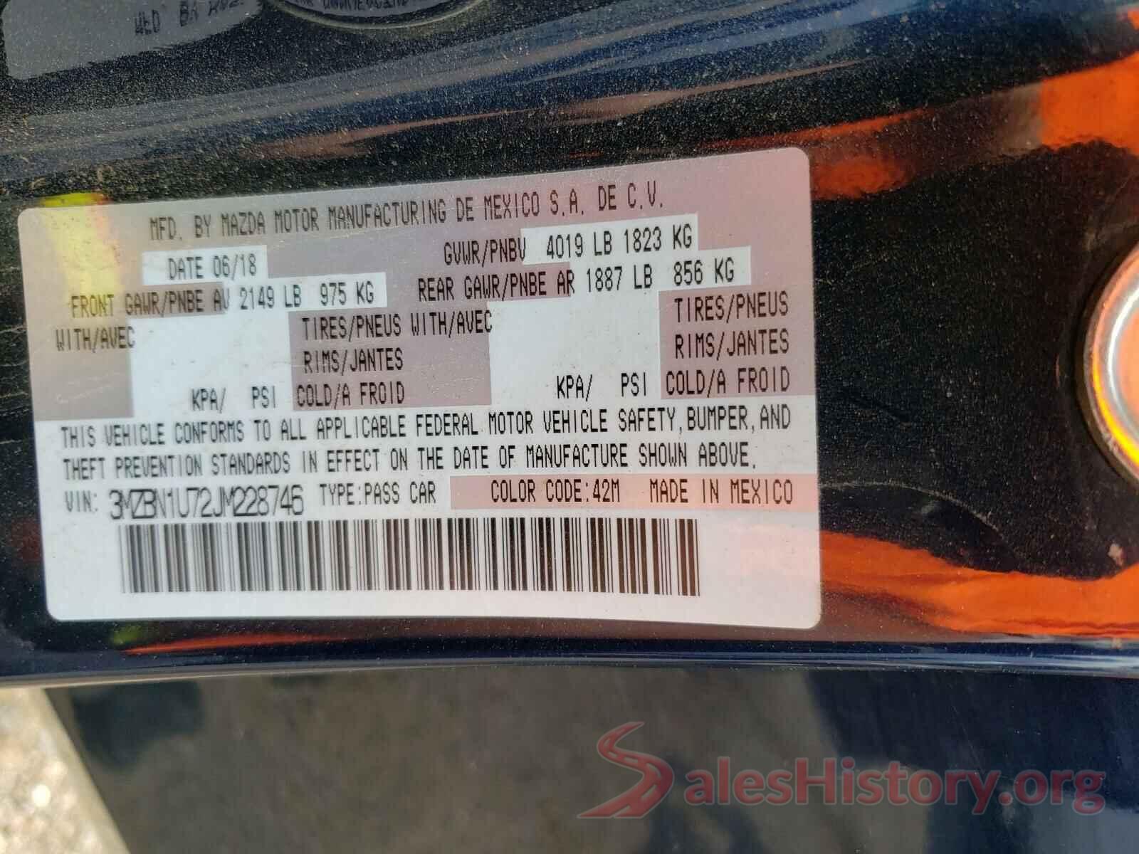 3MZBN1U72JM228746 2018 MAZDA 3