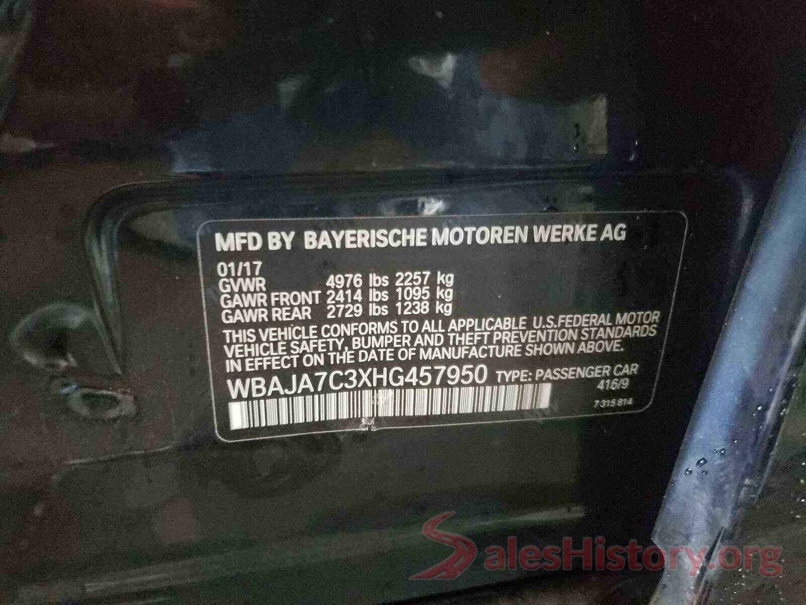 WBAJA7C3XHG457950 2017 BMW 5 SERIES