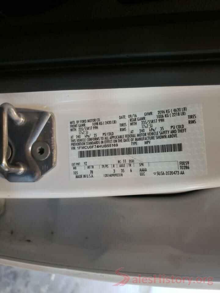 1FMCU0F74HUB55169 2017 FORD ESCAPE