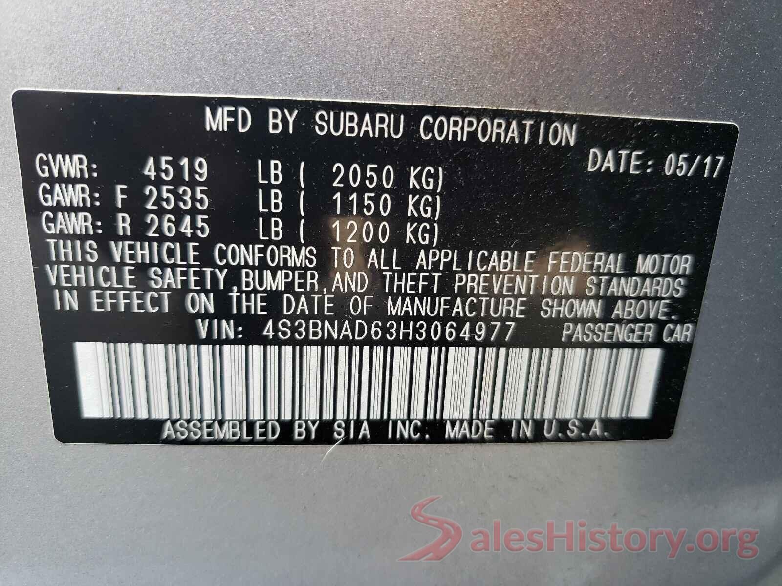 4S3BNAD63H3064977 2017 SUBARU LEGACY