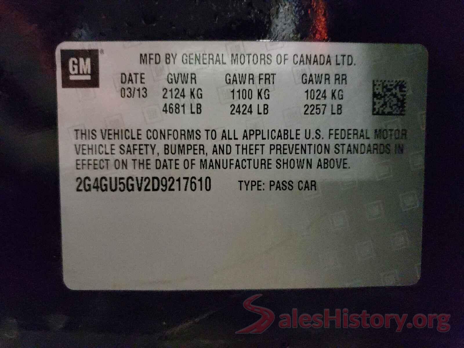 2G4GU5GV2D9217610 2013 BUICK REGAL