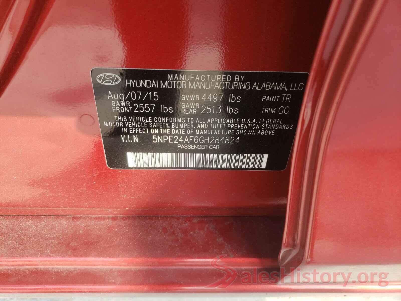 5NPE24AF6GH284824 2016 HYUNDAI SONATA