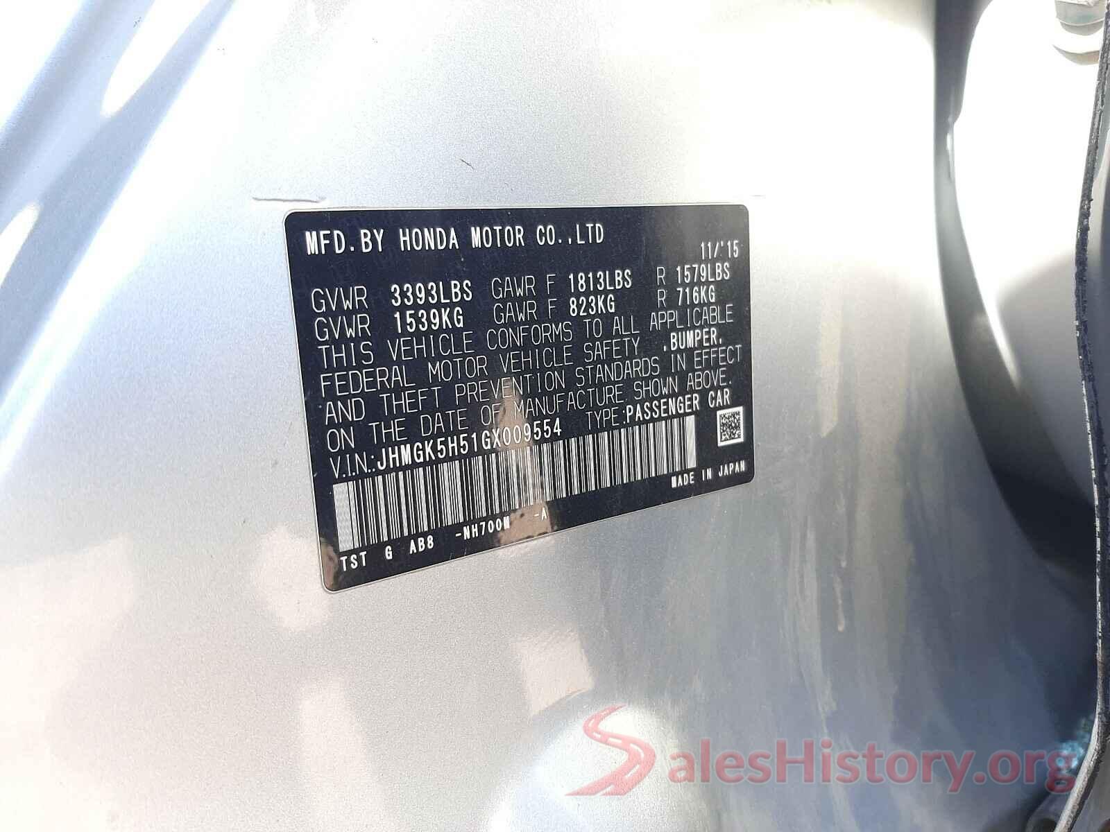 JHMGK5H51GX009554 2016 HONDA FIT