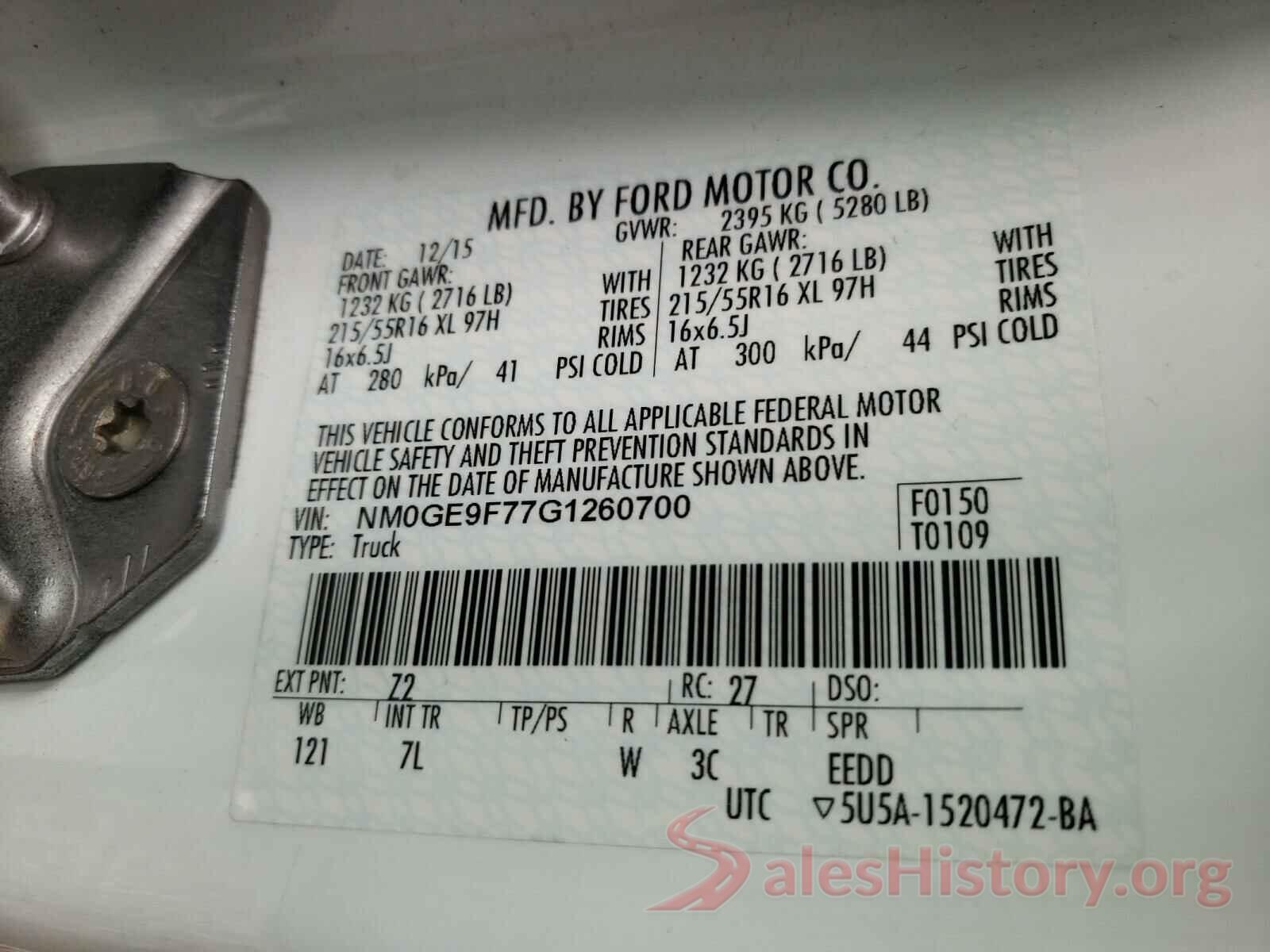 NM0GE9F77G1260700 2016 FORD TRANSIT CO