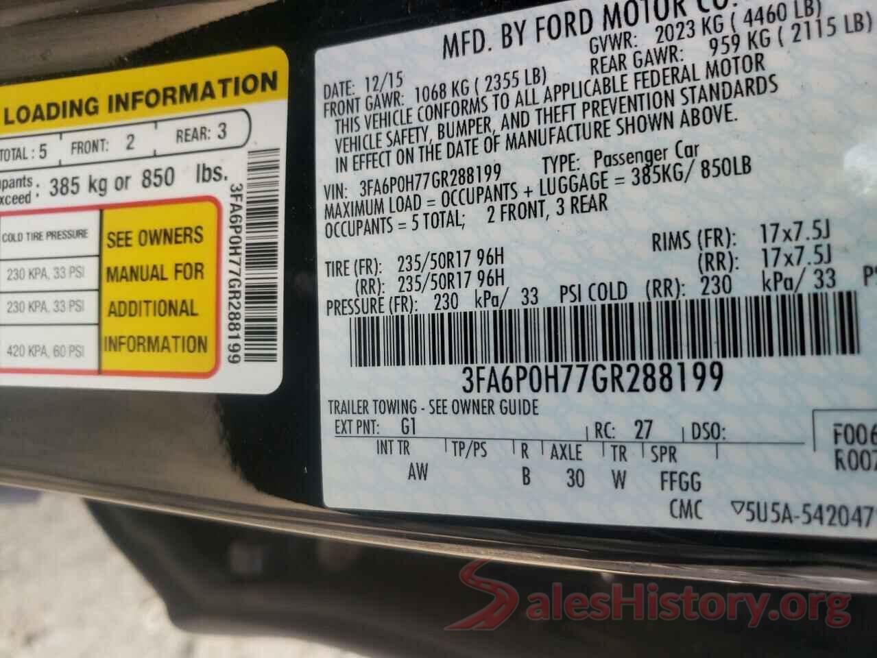 3FA6P0H77GR288199 2016 FORD FUSION