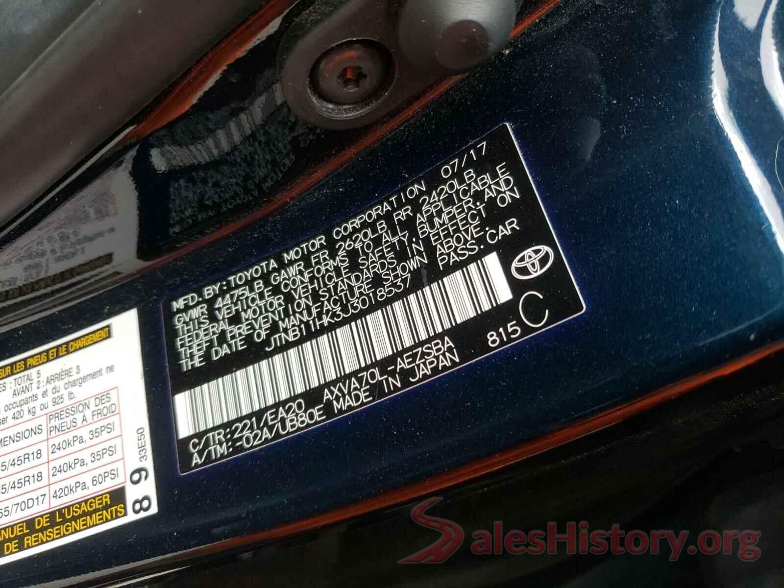 JTNB11HK3J3018537 2018 TOYOTA CAMRY