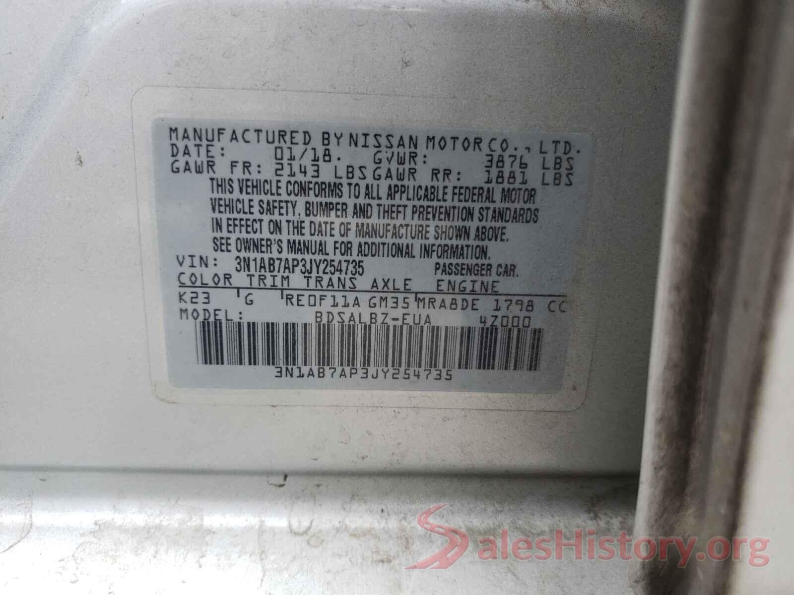 3N1AB7AP3JY254735 2018 NISSAN SENTRA