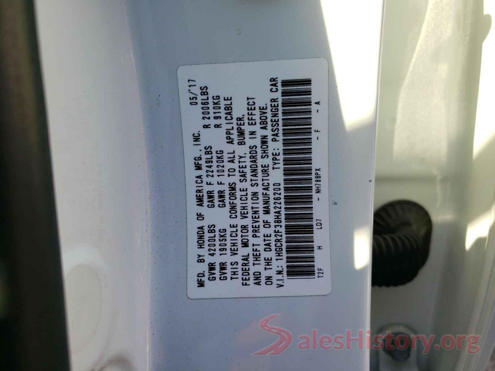 1HGCR2F38HA226200 2017 HONDA ACCORD