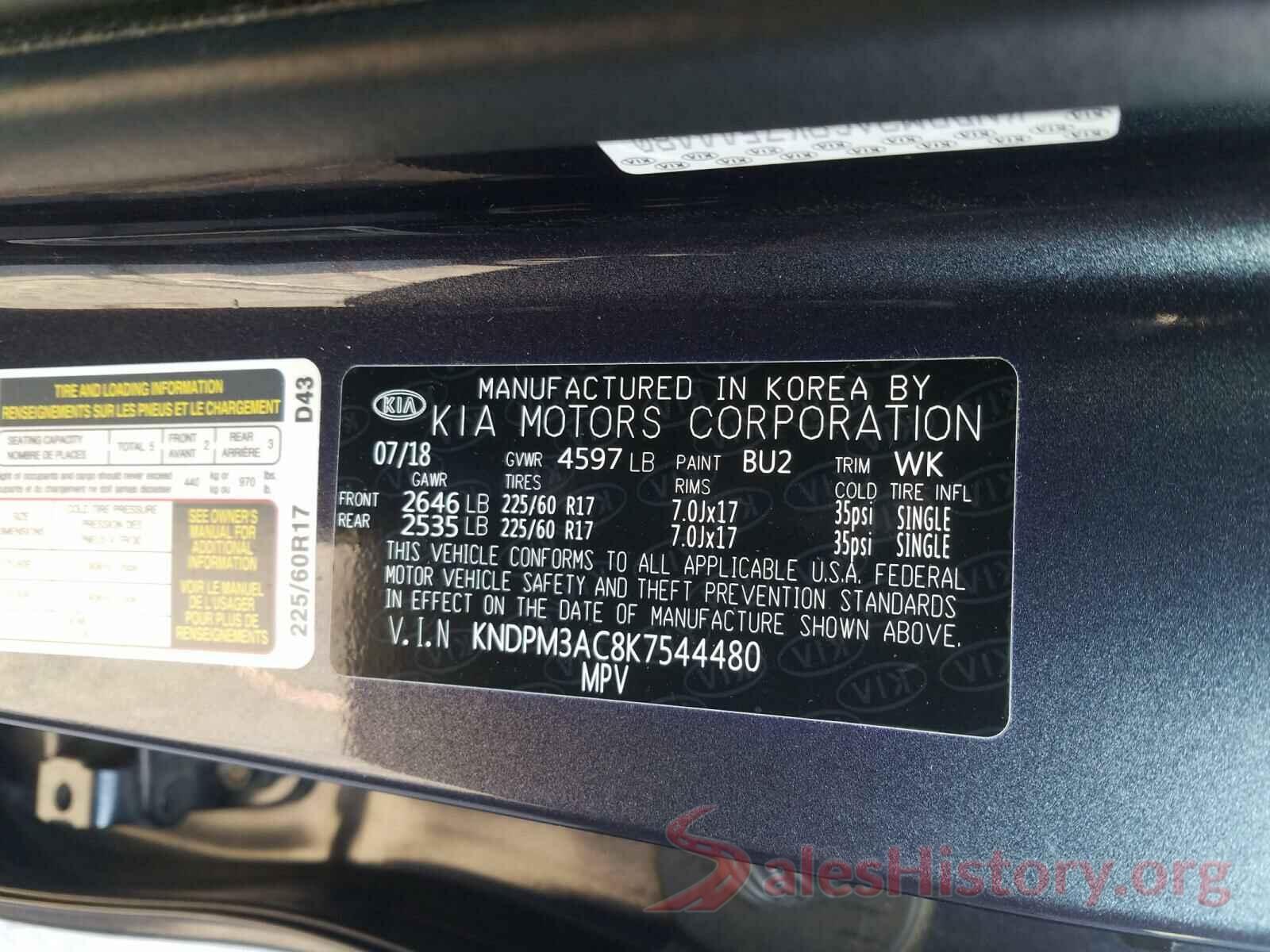 KNDPM3AC8K7544480 2019 KIA SPORTAGE