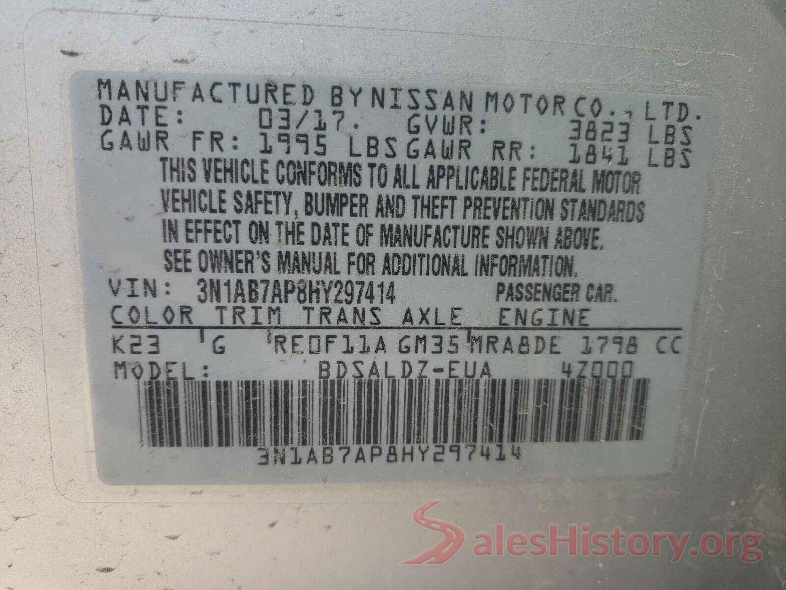 3N1AB7AP8HY297414 2017 NISSAN SENTRA