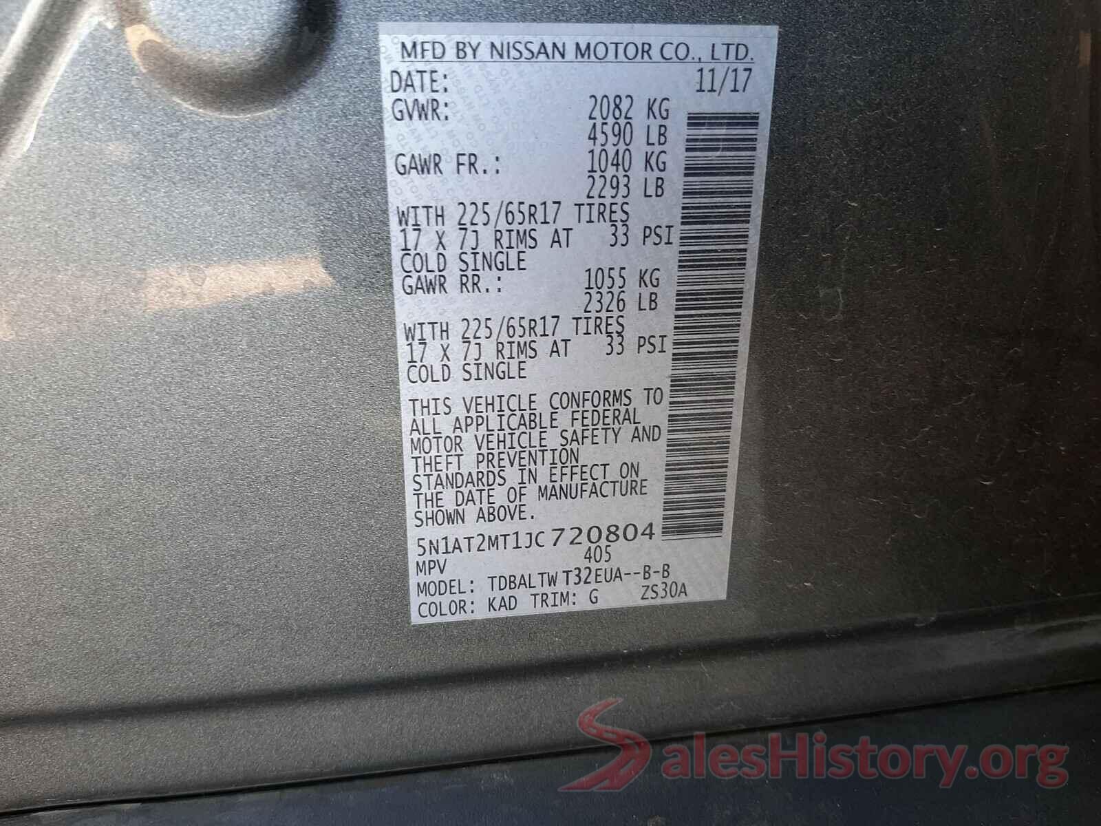 5N1AT2MT1JC720804 2018 NISSAN ROGUE