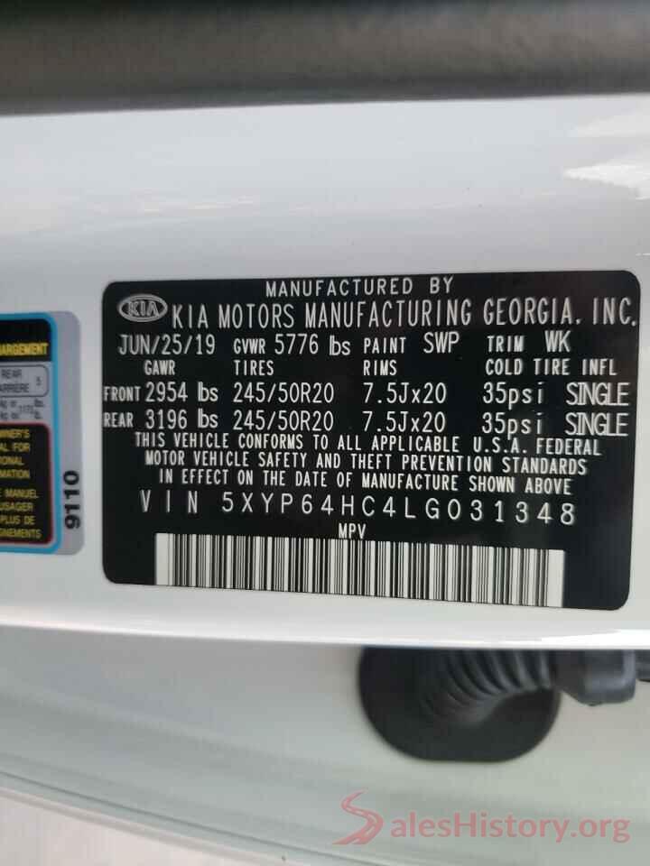 5XYP64HC4LG031348 2020 KIA TELLURIDE