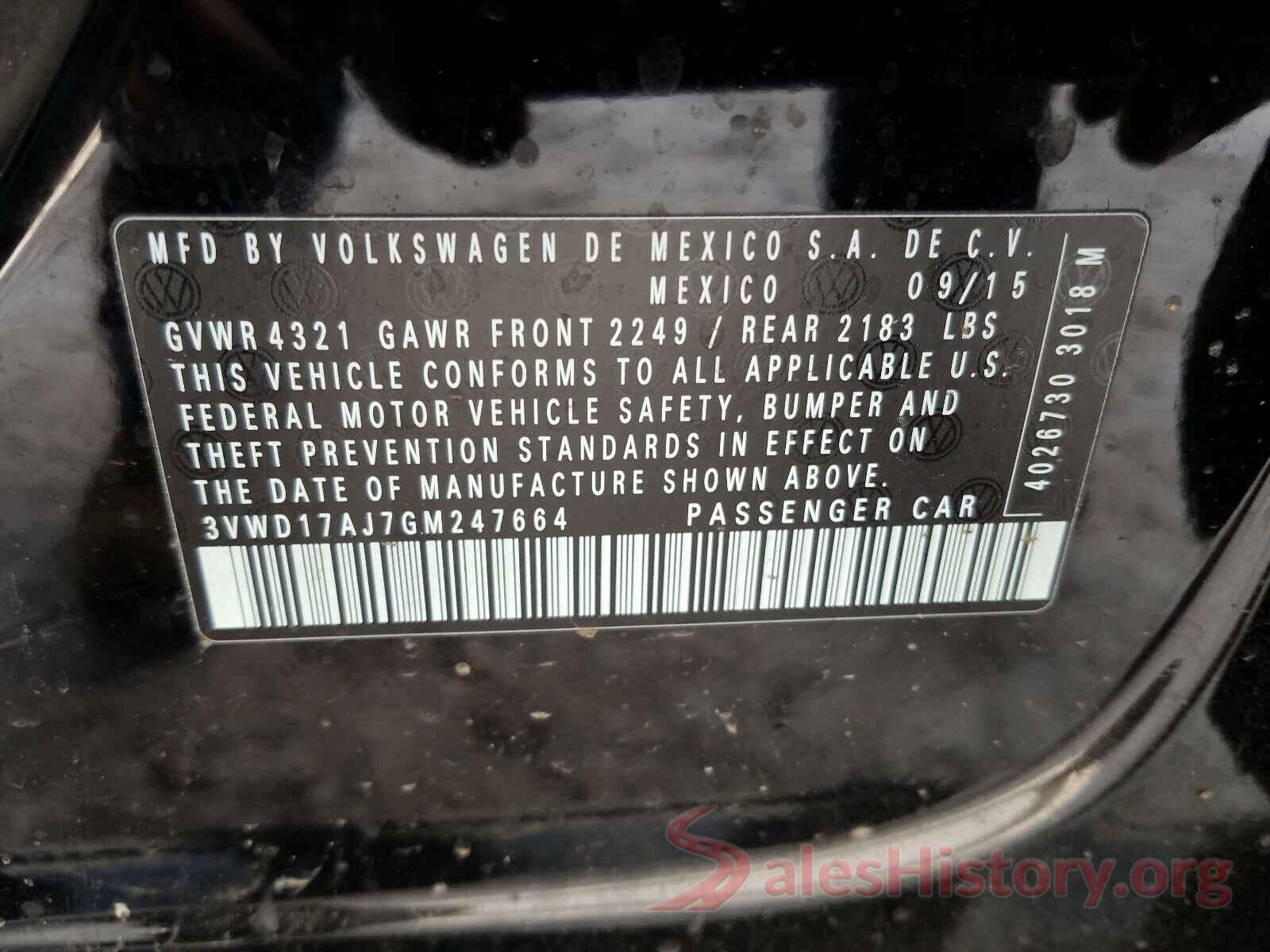 3VWD17AJ7GM247664 2016 VOLKSWAGEN JETTA