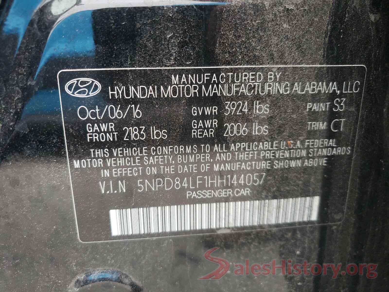 5NPD84LF1HH144057 2017 HYUNDAI ELANTRA